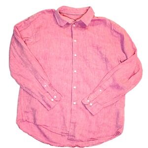 JoS. A. Bank Reserve Mens linen dress shirt oxford pink button down LARGE Joseph